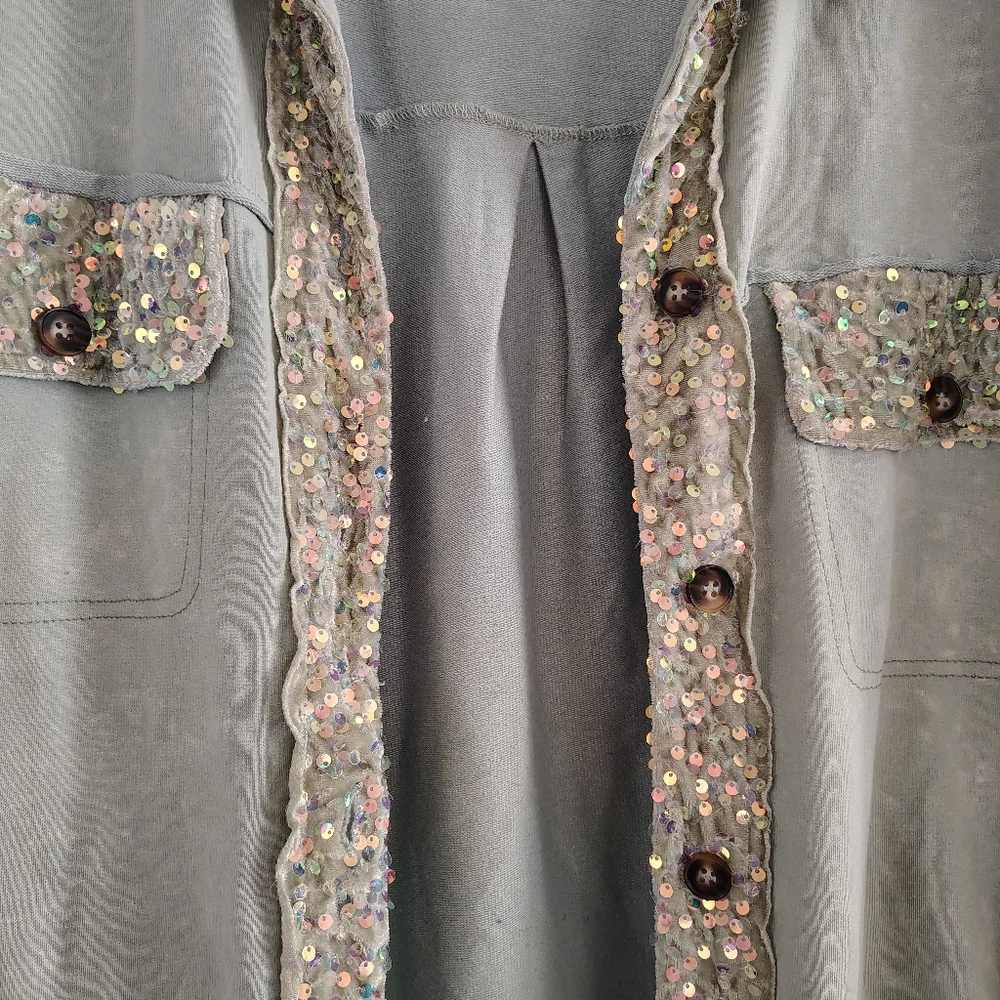 Sequin Trimmed Shacket - Picture 5 of 7